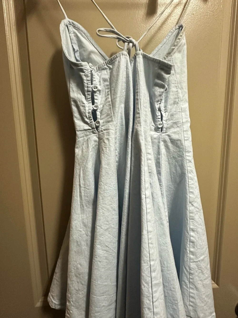 Free People Light Blue Spaghetti-Strap Casual Dress